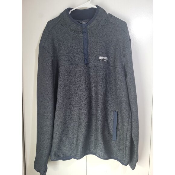 Eddie Bauer Other - Eddie Bauer Sweater Mens XL Heather Navy Blue Fleece 1/4 Snap Pullover Outdoor